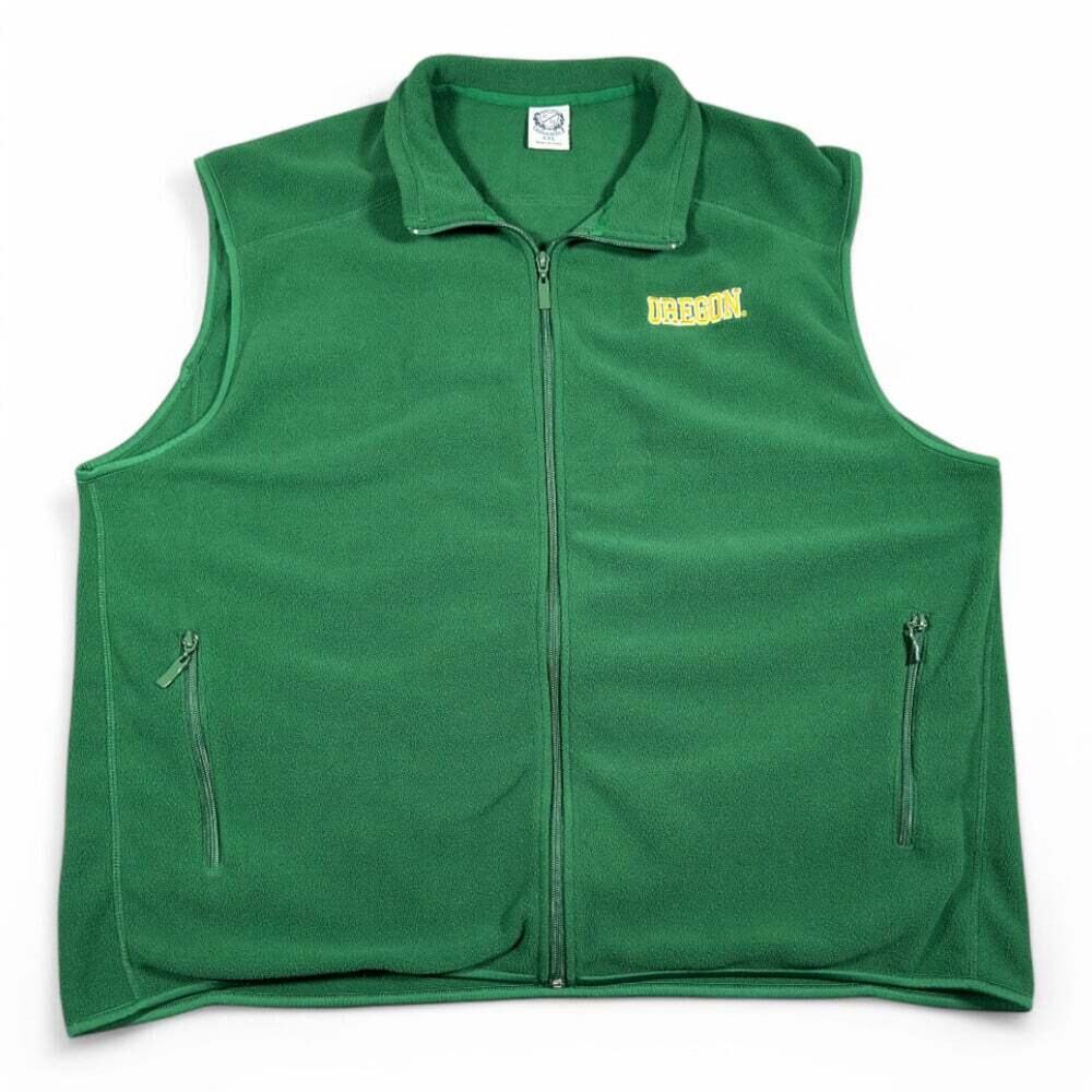 University of Oregon Vest Adult XXL Green Campus Drive Embroidered Fleece Y2K